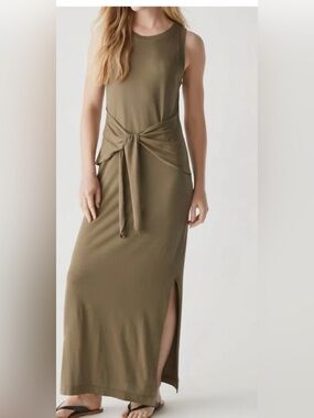 Michael Stars Sleeveless Olive Tie-Waist Maxi Dress - Women